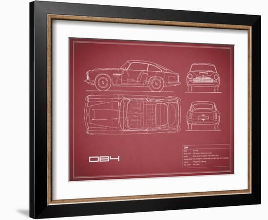 Aston DB4 -Maroon-Mark Rogan-Framed Art Print