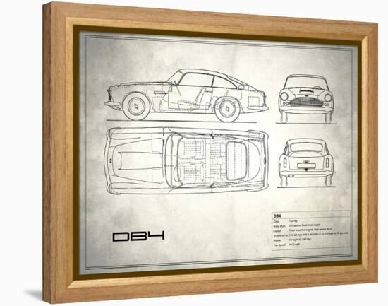 Aston DB4 White-Mark Rogan-Framed Stretched Canvas