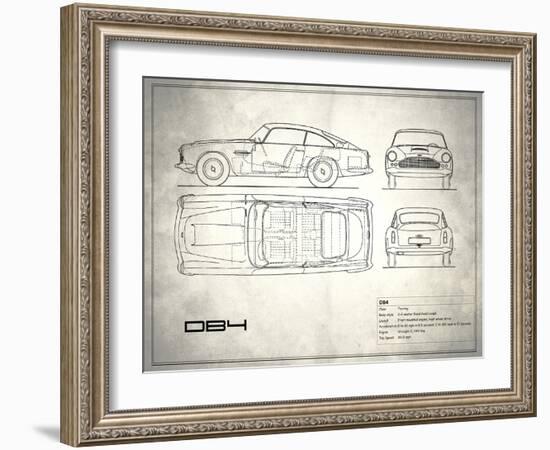 Aston DB4 White-Mark Rogan-Framed Art Print