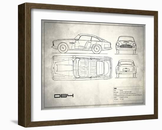 Aston DB4 White-Mark Rogan-Framed Art Print