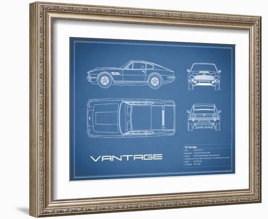 Aston V8 Vantage-Blue-Mark Rogan-Framed Art Print