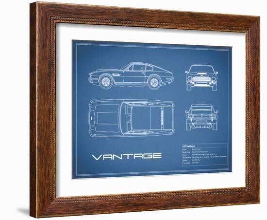 Aston V8 Vantage-Blue-Mark Rogan-Framed Art Print