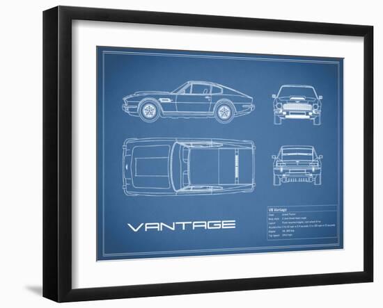 Aston V8 Vantage-Blue-Mark Rogan-Framed Art Print