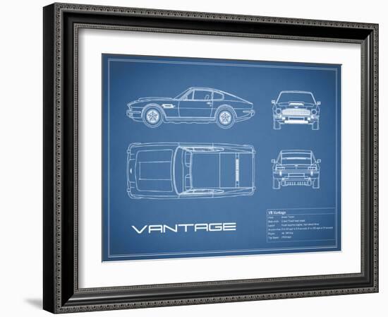 Aston V8 Vantage-Blue-Mark Rogan-Framed Art Print