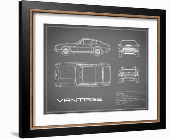 Aston V8 Vantage-Grey-Mark Rogan-Framed Art Print