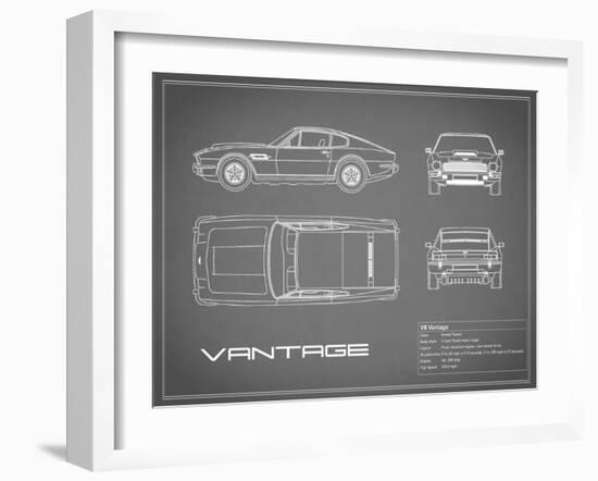 Aston V8 Vantage-Grey-Mark Rogan-Framed Art Print