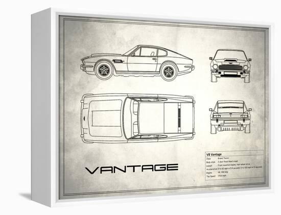 Aston V8 Vantage White-Mark Rogan-Framed Stretched Canvas