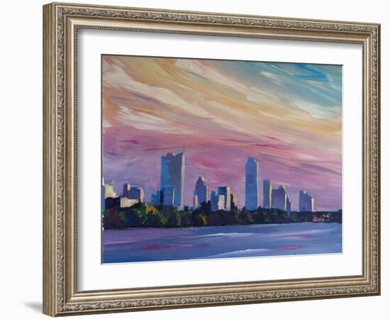 Astonishing Austin Texas Skyline At Dusk-Markus Bleichner-Framed Art Print