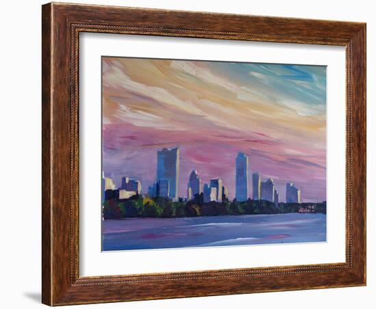 Astonishing Austin Texas Skyline At Dusk-Markus Bleichner-Framed Art Print