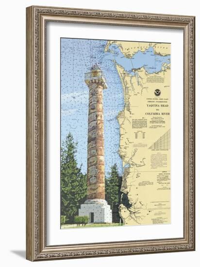 Astoria Column, Oregon - Nautical Chart-Lantern Press-Framed Art Print