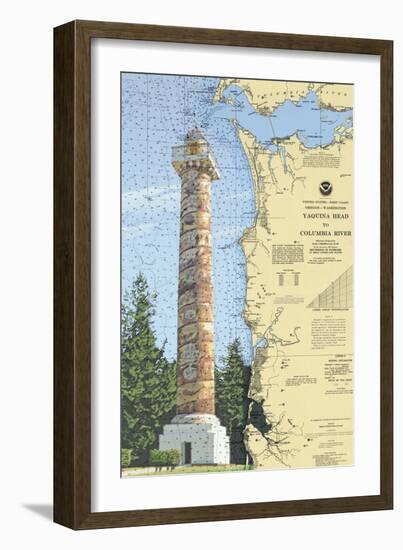 Astoria Column, Oregon - Nautical Chart-Lantern Press-Framed Art Print