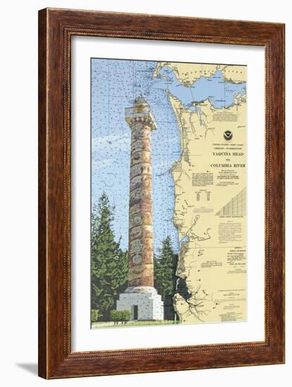 Astoria Column, Oregon - Nautical Chart-Lantern Press-Framed Art Print