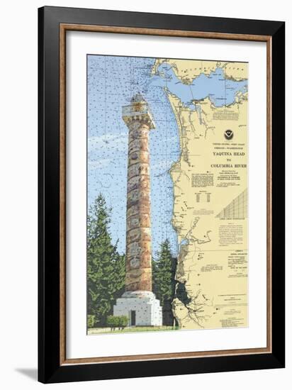 Astoria Column, Oregon - Nautical Chart-Lantern Press-Framed Art Print