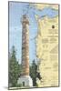 Astoria Column, Oregon - Nautical Chart-Lantern Press-Mounted Art Print