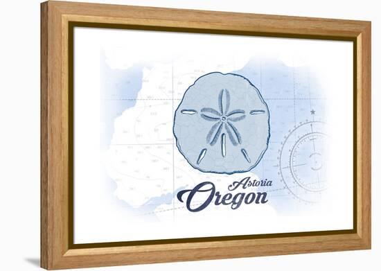 Astoria, Oregon - Sand Dollar - Blue - Coastal Icon-Lantern Press-Framed Stretched Canvas