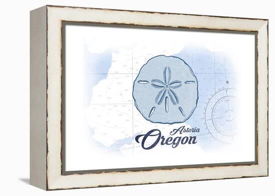 Astoria, Oregon - Sand Dollar - Blue - Coastal Icon-Lantern Press-Framed Stretched Canvas