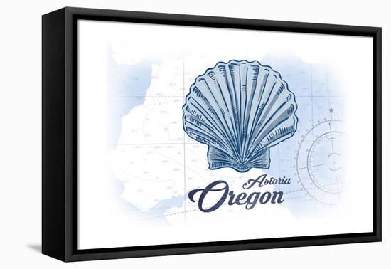 Astoria, Oregon - Scallop Shell - Blue - Coastal Icon-Lantern Press-Framed Stretched Canvas