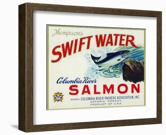 Astoria, Oregon - Thompson's Swift Water Salmon Label-Lantern Press-Framed Art Print