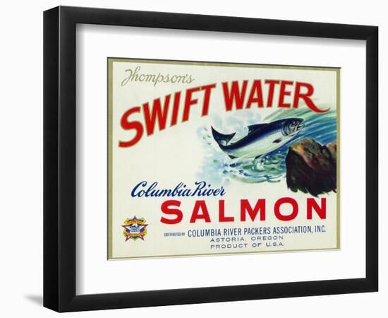 Astoria, Oregon - Thompson's Swift Water Salmon Label-Lantern Press-Framed Art Print