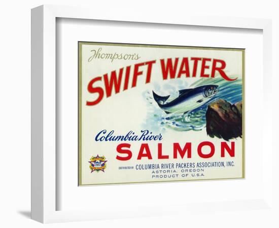 Astoria, Oregon - Thompson's Swift Water Salmon Label-Lantern Press-Framed Art Print