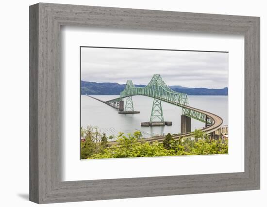 Astoria, Oregon, USA. The Astoria-Megler bridge across the Columbia River.-Emily Wilson-Framed Photographic Print