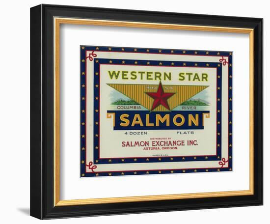 Astoria, Oregon - Western Star Salmon Case Label-Lantern Press-Framed Art Print