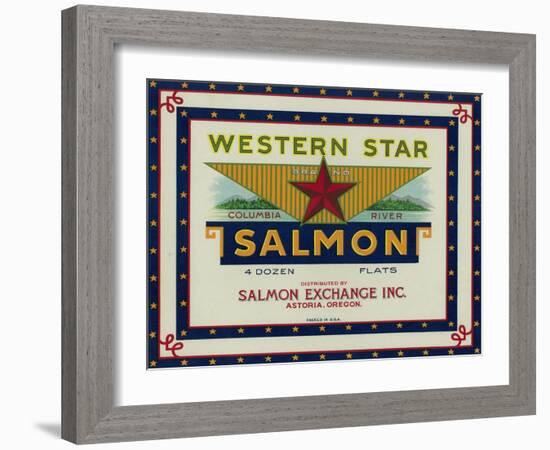 Astoria, Oregon - Western Star Salmon Case Label-Lantern Press-Framed Art Print