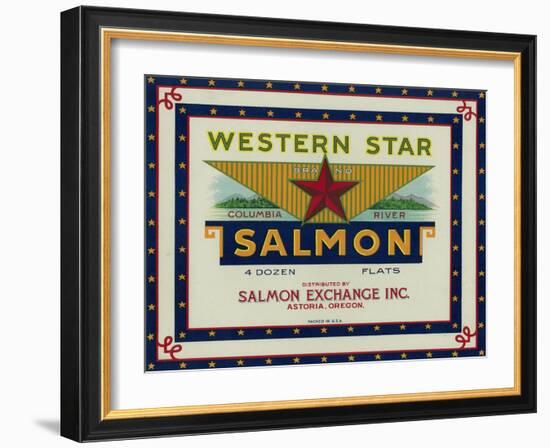 Astoria, Oregon - Western Star Salmon Case Label-Lantern Press-Framed Art Print