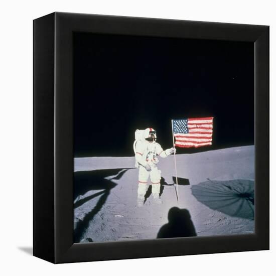 Astronaut Alan Shepard Planting American Flag on the Moon's Surface During Apollo 14 Mission-null-Framed Premier Image Canvas