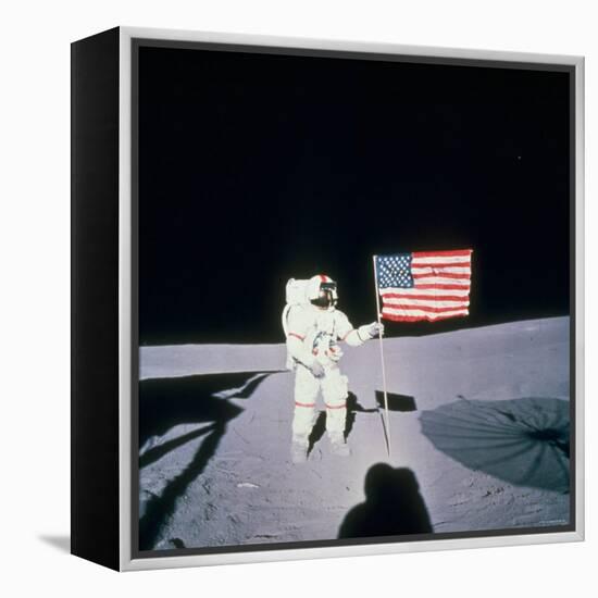 Astronaut Alan Shepard Planting American Flag on the Moon's Surface During Apollo 14 Mission-null-Framed Premier Image Canvas