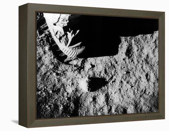 Astronaut Buzz Aldrin's Footprint Being Made in Lunar Soil During Apollo 11 Lunar Mission-null-Framed Premier Image Canvas