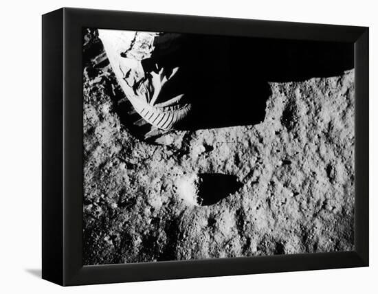 Astronaut Buzz Aldrin's Footprint Being Made in Lunar Soil During Apollo 11 Lunar Mission-null-Framed Premier Image Canvas