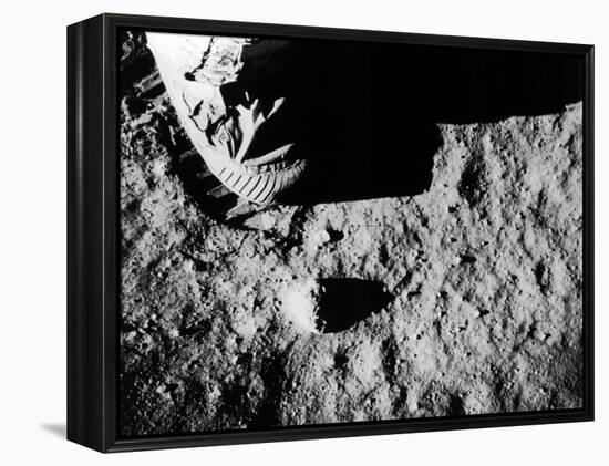 Astronaut Buzz Aldrin's Footprint Being Made in Lunar Soil During Apollo 11 Lunar Mission-null-Framed Premier Image Canvas