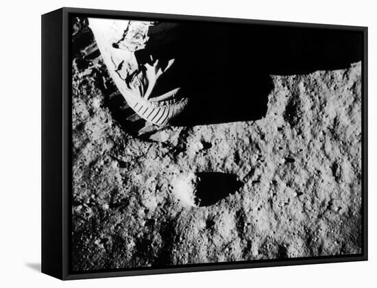 Astronaut Buzz Aldrin's Footprint Being Made in Lunar Soil During Apollo 11 Lunar Mission-null-Framed Premier Image Canvas