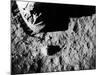 Astronaut Buzz Aldrin's Footprint Being Made in Lunar Soil During Apollo 11 Lunar Mission-null-Mounted Premium Photographic Print