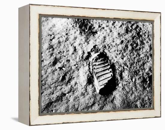 Astronaut Buzz Aldrin's Footprint in Lunar Soil During Apollo 11 Lunar Mission-null-Framed Premier Image Canvas