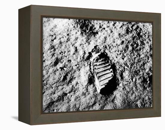 Astronaut Buzz Aldrin's Footprint in Lunar Soil During Apollo 11 Lunar Mission-null-Framed Premier Image Canvas