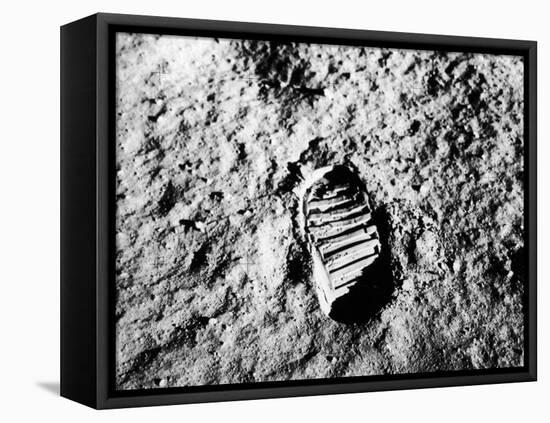 Astronaut Buzz Aldrin's Footprint in Lunar Soil During Apollo 11 Lunar Mission-null-Framed Premier Image Canvas