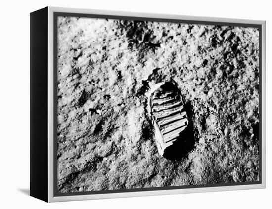 Astronaut Buzz Aldrin's Footprint in Lunar Soil During Apollo 11 Lunar Mission-null-Framed Premier Image Canvas