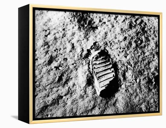 Astronaut Buzz Aldrin's Footprint in Lunar Soil During Apollo 11 Lunar Mission-null-Framed Premier Image Canvas