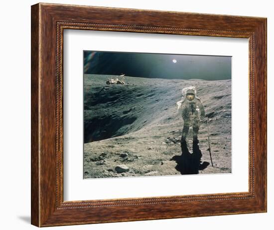 Astronaut Duke Next To Plum Crater, Apollo 16--Framed Premium Photographic Print