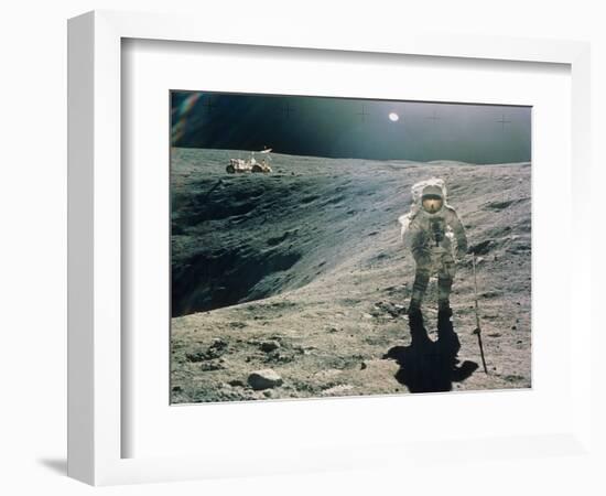 Astronaut Duke Next To Plum Crater, Apollo 16-null-Framed Premium Photographic Print