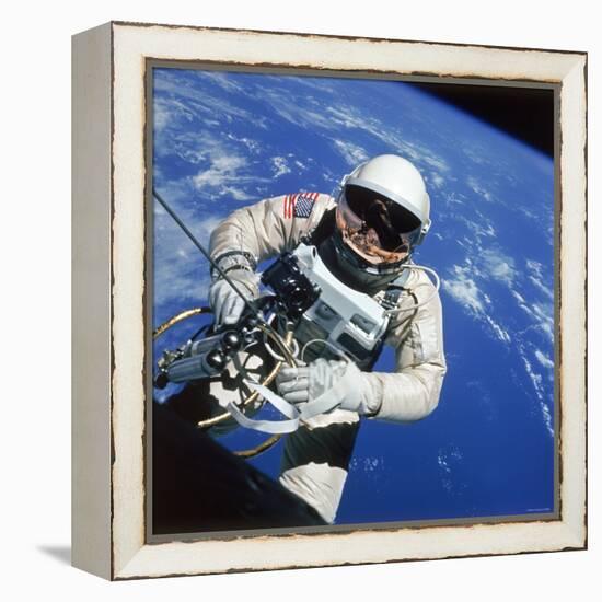 Astronaut Ed White Making First American Space Walk, 120 Miles Above the Pacific Ocean-null-Framed Premier Image Canvas