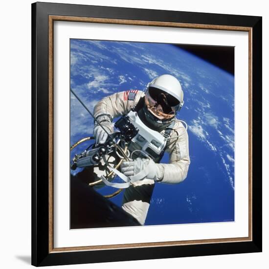 Astronaut Ed White Making First American Space Walk, 120 Miles Above the Pacific Ocean-null-Framed Photographic Print