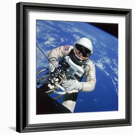 Astronaut Ed White Making First American Space Walk, 120 Miles Above the Pacific Ocean-null-Framed Photographic Print