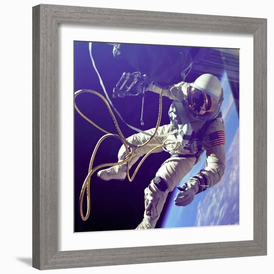 Astronaut Edward White During His 23 Minute Space Walk-null-Framed Photo