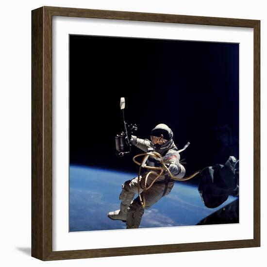 Astronaut Edward White Floating Weightless During the First US Spacewalk, June 3, 1965-null-Framed Photo