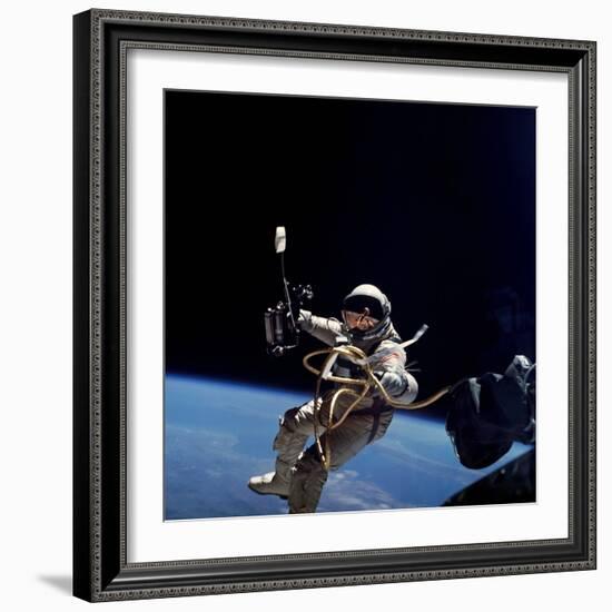 Astronaut Edward White Floating Weightless During the First US Spacewalk, June 3, 1965-null-Framed Photo