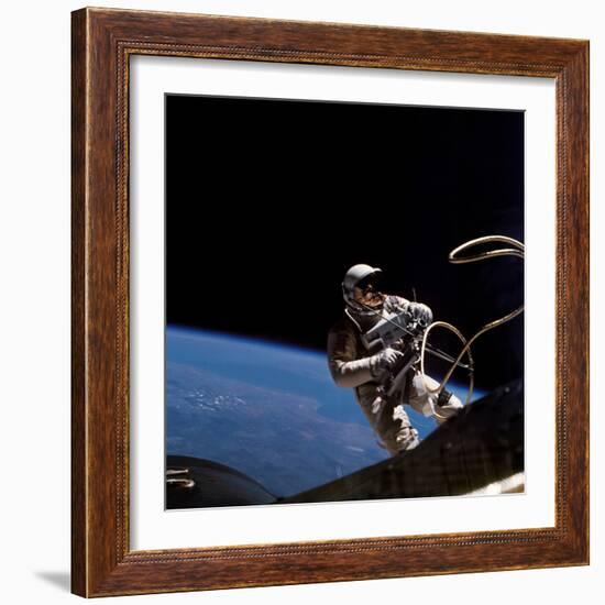 Astronaut Edward White Floating Weightless During the First US Spacewalk, June 3, 1965-null-Framed Photo