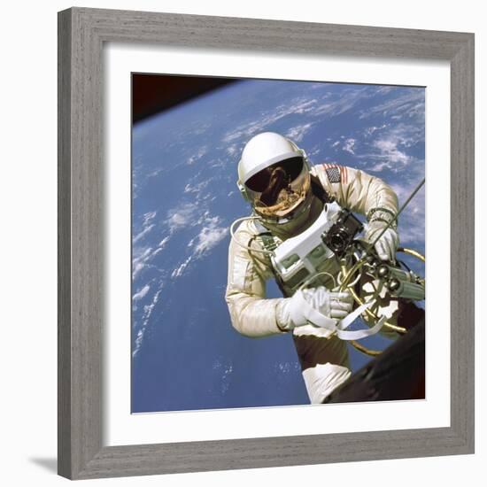 Astronaut Edward White Floats in Space-null-Framed Photo